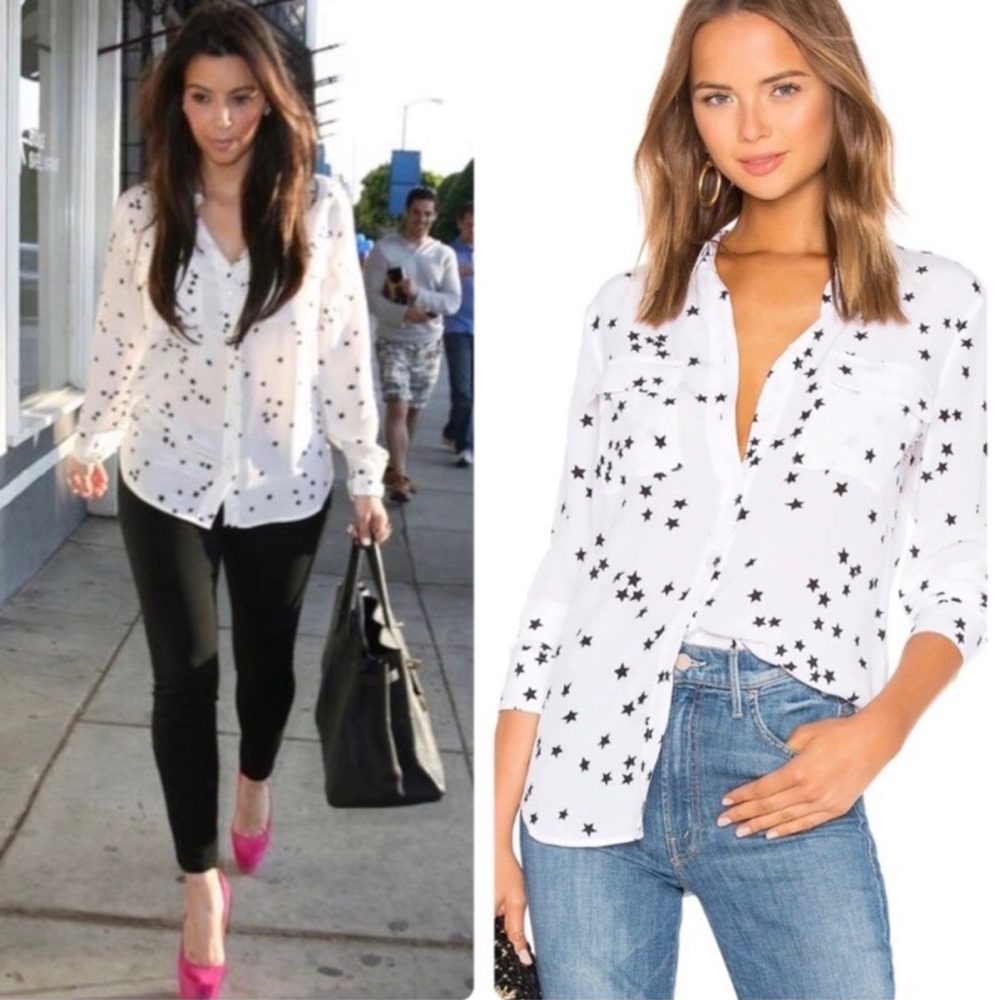Equipment 100% Silk Slim Signature Star Print Shirt